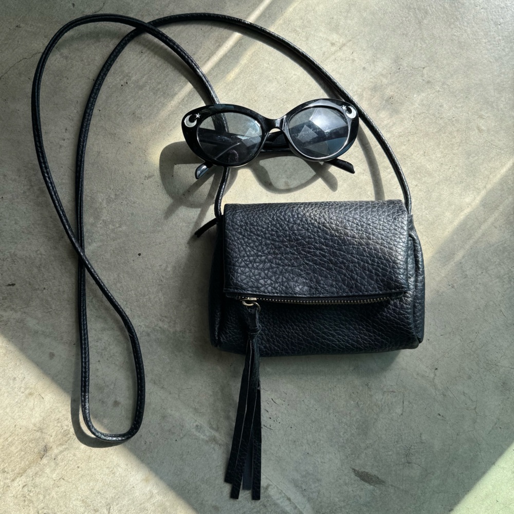 Faux Leather Tassel Mini Crossbody Zipper Purse - Picture 1 of 5